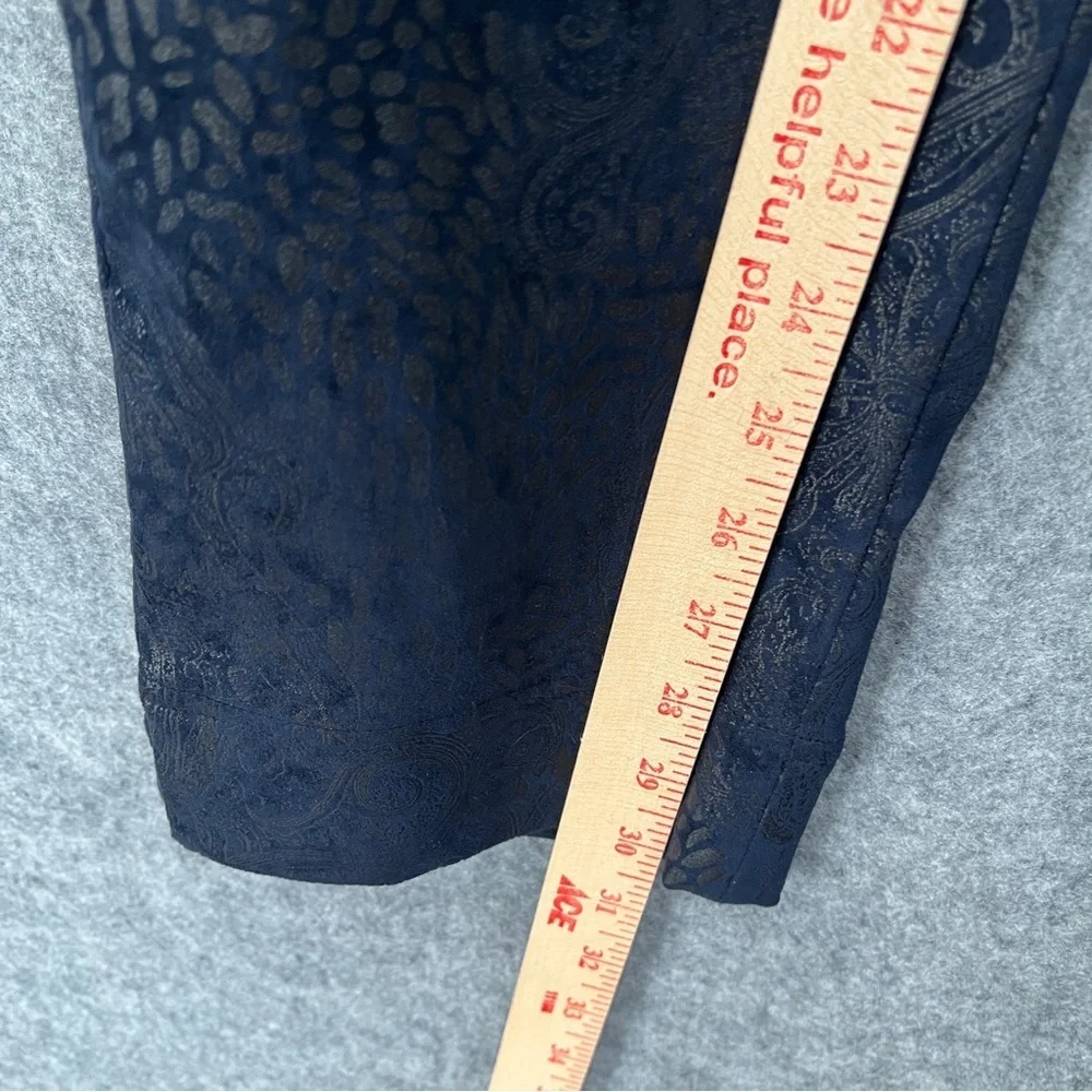 ROBELL Marie Slim Fit Trousers Paisley Jacquard Dark Blue Women's Size US 14